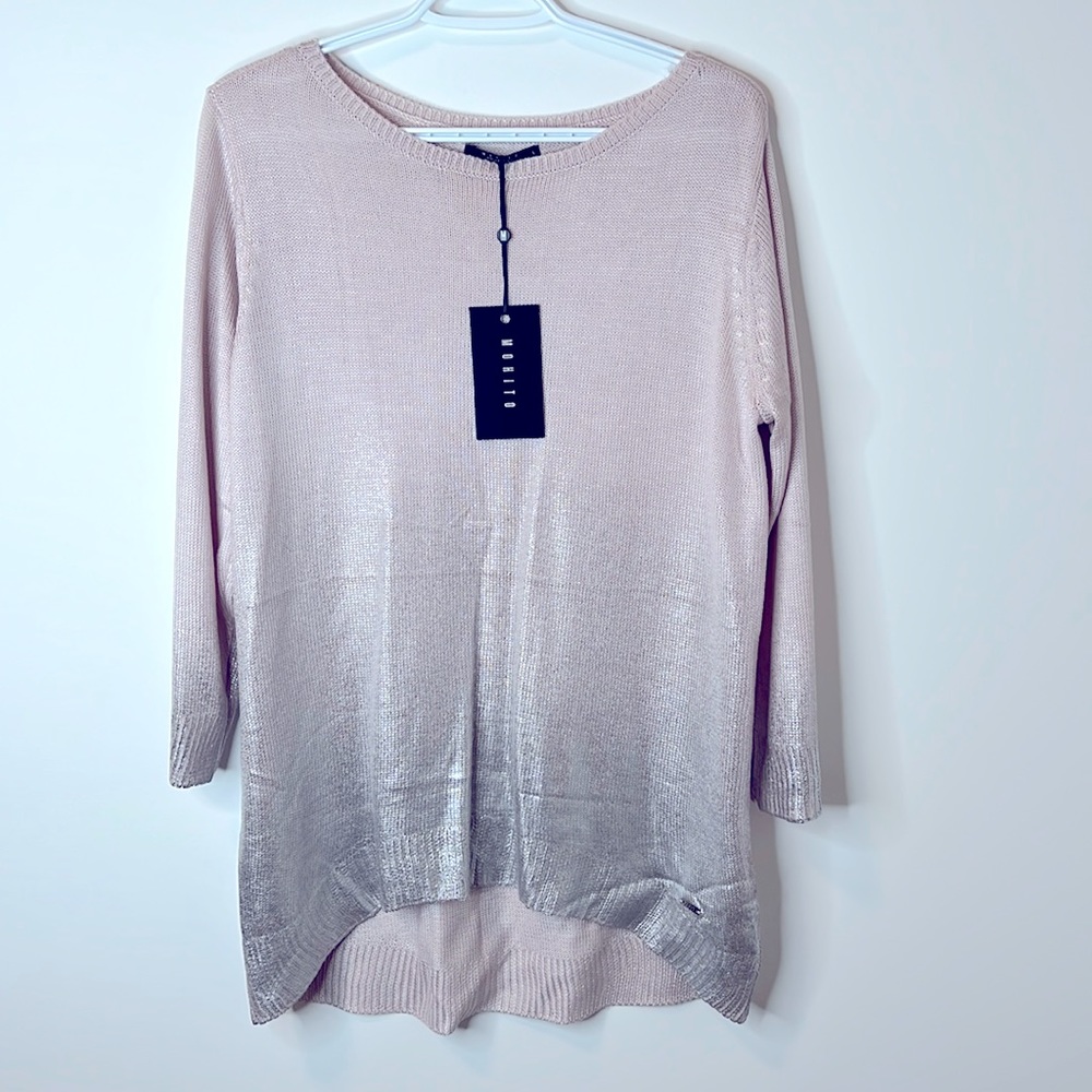MOHITO | Blush Pink Silver "Paint" Ombre High Low Sweater